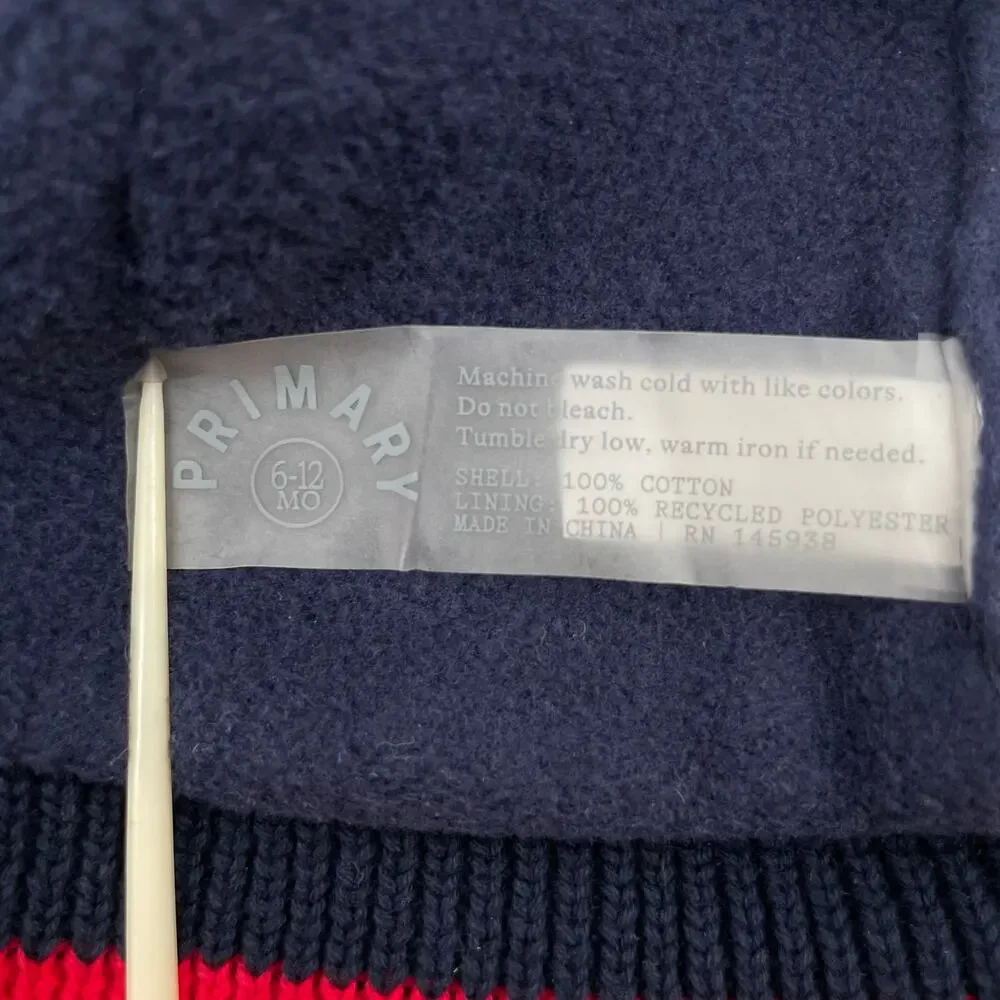 Primary Baby Beanie Retro Stripe Navy Winter Knit Hat Family Matching Size 6-12M
